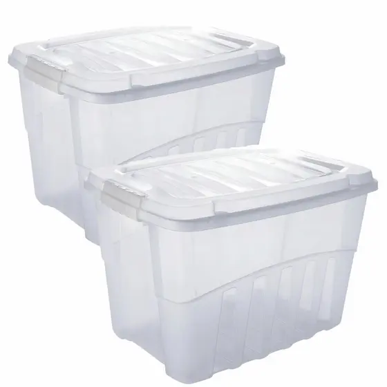 Kit 2 Caixas Organizadoras Plasútil Gran Box 78 Litros Transparente