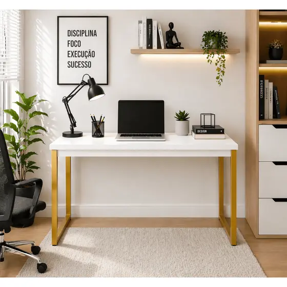 Mesa Escritório Escrivaninha Estilo Industrial 90cm | Home Office, Estudos e Penteadeira
