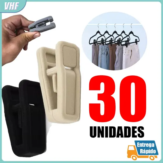 Kit 30/20 Presilhas de Veludo para Cabide Prendedor de Calça Short Saia Organização de Closet