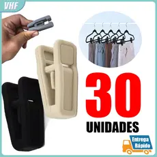 Kit 30/20 Presilhas de Veludo para Cabide Prendedor de Calça Short Saia Organização de Closet