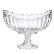 Fruteira de Vidro com Pé Geneva 20x31cm Cristal Lapidado com Pé Alto Reforçado Centro de Mesa Luxo