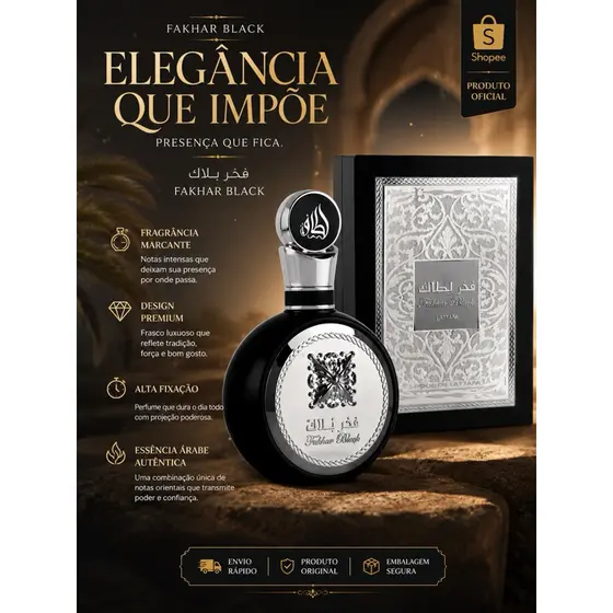 Perfume fakar Black Masculino Preto Importado Do Árabe 100ML