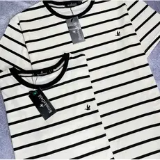 Camiseta Masculina Listrada Manga Curta Gola Redonda Casual Confortável Estilo Moderno Premium