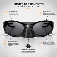 Óculos de Sol Esportivo com Narigueira Removível | Leve e Confortável