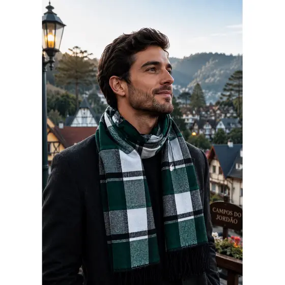 Cachecol Luxury Winter Xadrez Soft Touch Unissex