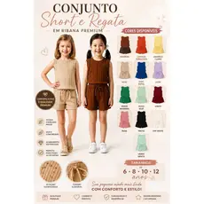 Conjunto Feminino Infantil com Regata e Short com Pérolas  em Tecido Canelado