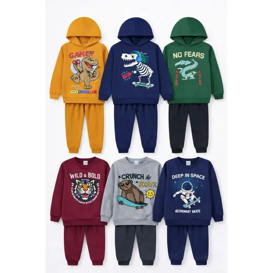 Kits Conjunto Moletom Menino Roupa Infantil Inverno Frio Calça + Blusa Tamanho 01 ao 08