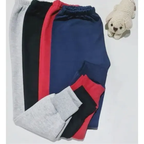 Calça Moletom Infantil Apeluciada Meia Estação Moletom fino com Punho Bebê Unissex Tradicional