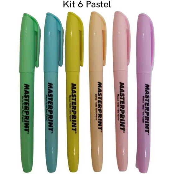 6 Marca Texto Neon + 6 Marca Texto Pastel Masterprint Mp 612