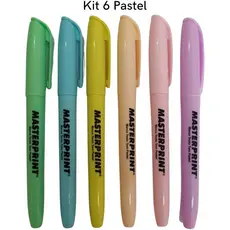 6 Marca Texto Neon + 6 Marca Texto Pastel Masterprint Mp 612
