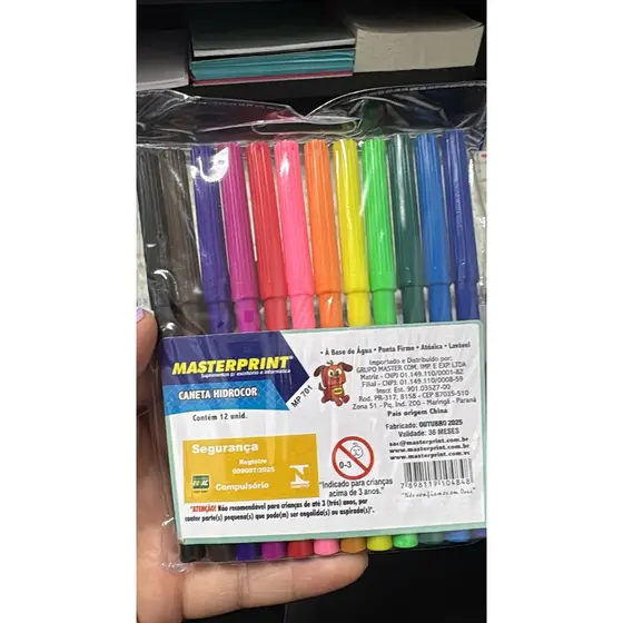 CANETA IDRO C12 COR PTA FIRME/ATÓXICA/LAVÁVEL MP701 KT 3 PCT