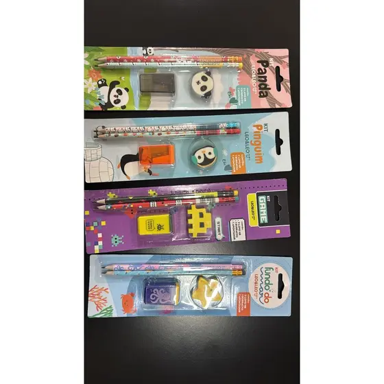 KIT C/ 2 LÁPIS HB+BORRACHA+APONTADOR LEO&LEO PERSONALIZADAS