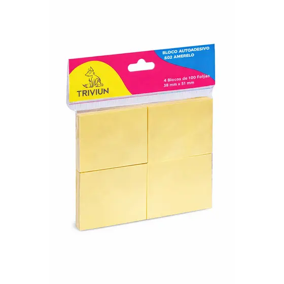 BLOCO ADESIVO NEON AMARELO  C/100 FOLHAS PCT/C/4 BLOQUINHOS
