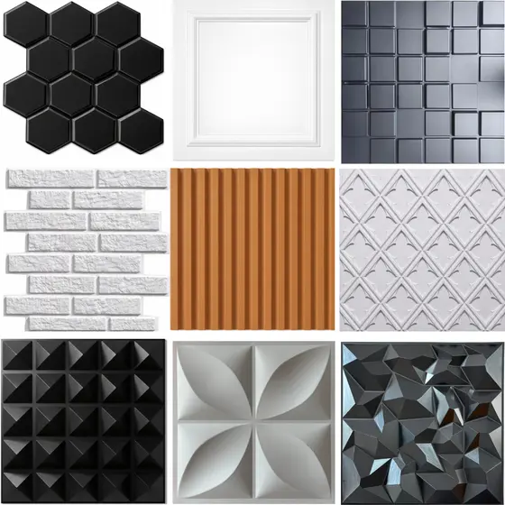 KIT 5 / 10 PLACAS 3D PVC 50X50CM PARA QUARTO SALA COZINHA