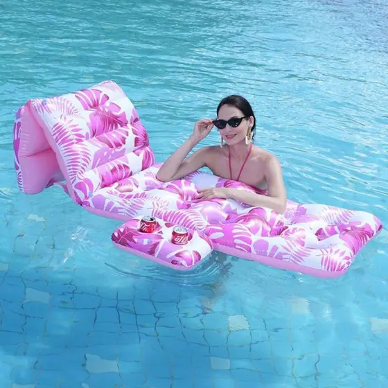 Boia Inflável Piscina – Poltrona/Colchão Flutuante com Porta-Copos para Lazer