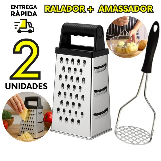 Ralador Multiuso de Legumes Queijo + Amassador De Batata Alimentos Em Geral Cozinha