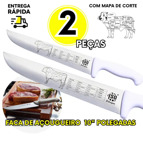 Faca Açougueiro Churrasco Profissional 10 Polegadas Chef cozinha Qualidade Garantida Dia dos Pais