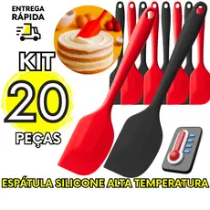 Kit 20 Espatulas Culinaria Silicone Pao Duro Flexivel Cozinha Doces Sobremesas Massas Restaurantes
