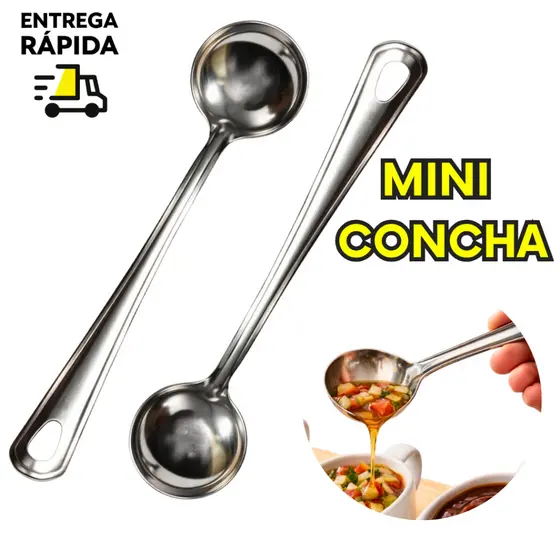 Mini Concha Inox para Molhos Caldos Cobertura Grãos Farinha Granulado Buffet Restaurantes