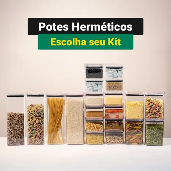 Escolha Seu Kit Potes Herméticos para Mantimentos de Cozinha Alimentos Armário Acrílico livre BPA
