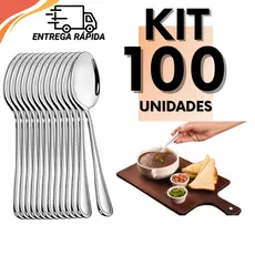 Kit 100 Colheres Inox para Uso Profissional Restaurantes, Pizzarias,  Casa Sopas e Refeições