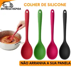 Colher de Silicone para Panelas Não Risca Para Uso Doméstico e Profissional