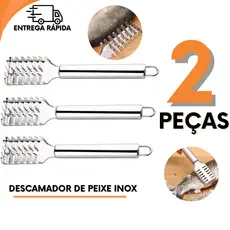 Conjunto 2 3 ou 1 Peças Descamador de Peixes Inox Cozinha Para Seu Peixe  Para Casa Restaurantes