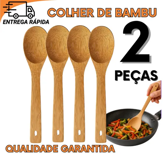 Colher De Bambu Natural Alta Qualidade Para Cozinha Saudável Para Enxovais Casa Restaurantes