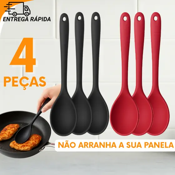 Colher de Silicone Antiaderente Perfeita para Cozinhar sem Riscar Panelas