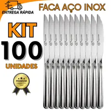 Kit 100 Facas de Inox para Comidas dia a dia, Eventos, Casas e Estabelecimentos comerciais