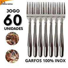 Jogo De Garfos Inox 60 Peças Cozinha Profissional Festas Enxoval Buffet