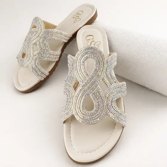 Sandália Feminina Luxo Com Strass Rasteirinha Leve e Confortavel Rasteira Moda Dia a Dia