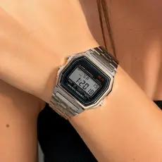 Relógio Digital Feminino Vintage Masculino Retrô Unissex Pulseira Metálica Prata Dourado Preto