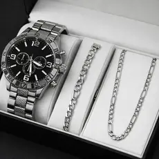Relógio Masculino Pulseira Corrente Prata Dourado Quartzo Luxo