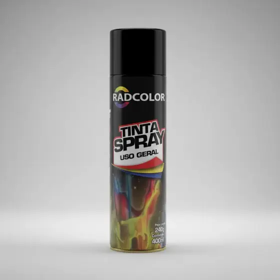 Tinta Spray Uso Geral Preto Fosco 400 Ml Radcolor Alta Cobertura