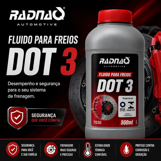 Fluido De Freio Dot 3 Radnaq 500 Ml Original De Qualidade