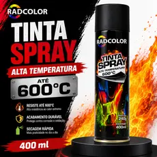 Tinta Spray Alta Temperatura Preto Fosco 400 Ml Radcolor Resistente Ao Calor