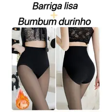 Meia Calça Térmica Translúcida Cintura Alta e Levanta Bumbum com Pelúcia Interna Quentinha Efeito Pele Invisível