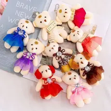 Kit 12un Mini Urso Com Saia De Pelúcia Resistente/Boneco fofos 12cm