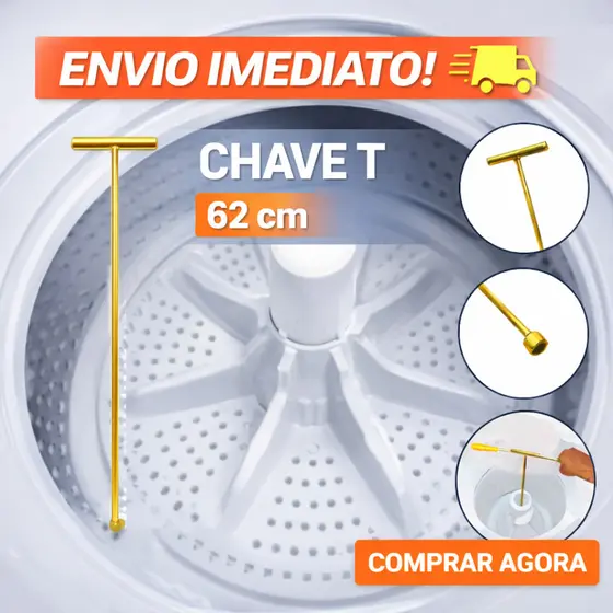 CHAVE CANHAO  T 10mm LONGA 48/62cm PARA RETIRADA DO PARAFUSO AGITADOR DE MAQUINA DE LAVAR