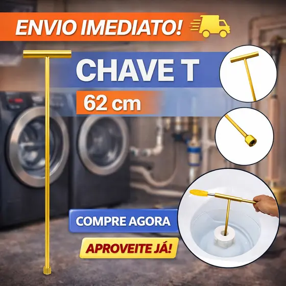 CHAVE T CANHAO 10mm LONGA 48/62cm PARA REMOÇÃO DO PARAFUSO AGITADOR DE MAQUINA DE LAVAR