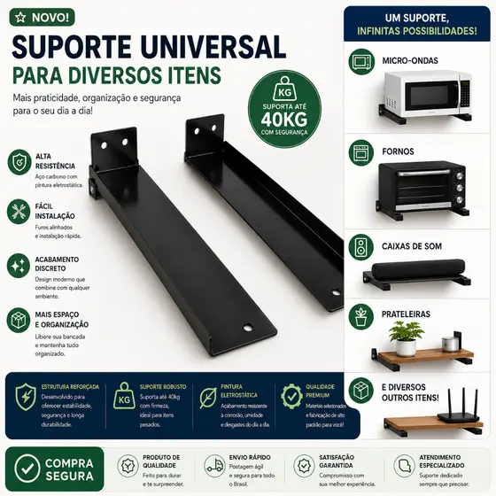 Suporte Organizador Multiuso para Micro-ondas e Impressora com Alta Durabilidade