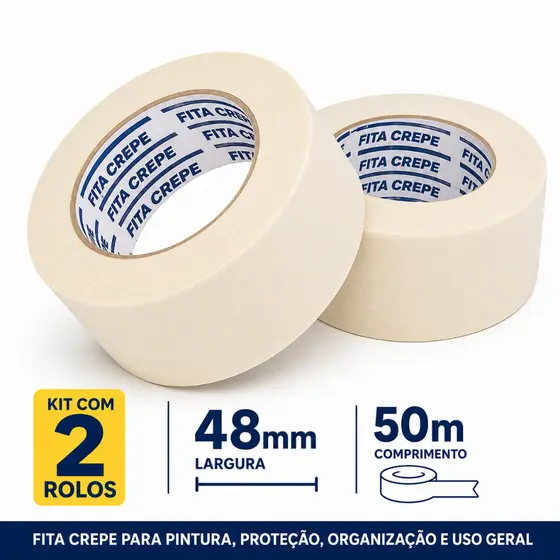 Fita Crepe 48mm X 50m - 2 Unidades