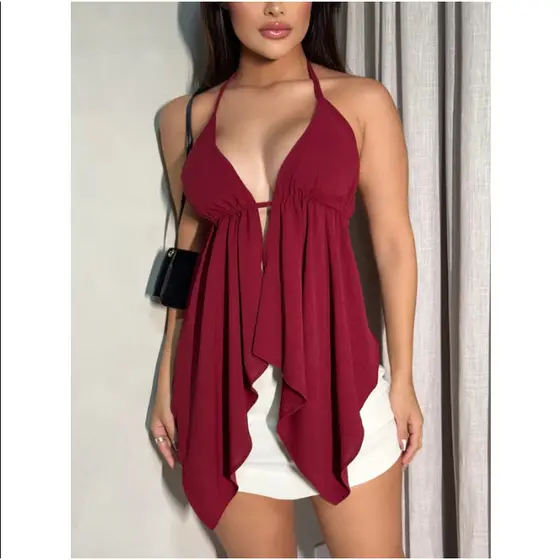 Top Malibu Cortininha Blusinha Feminina Babado Com Bojo