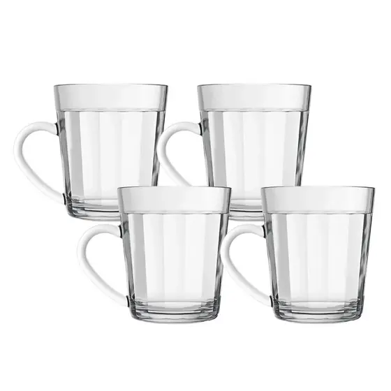 Kit 4 Copos Canecas de Vidro Americano 270ml Transparente Para Chá Cappuccino Expresso