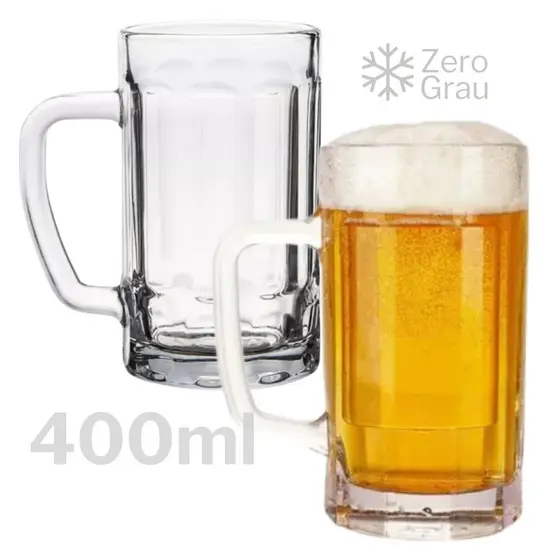 Kit 2 Canecas Para Chopp Vidro Transparente Reforcado Forte