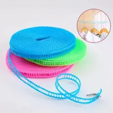 Corda de Varal de Nylon Retrátil 5 metros com Gancho à Prova de Vento Não Escorrega Estilo Trançado