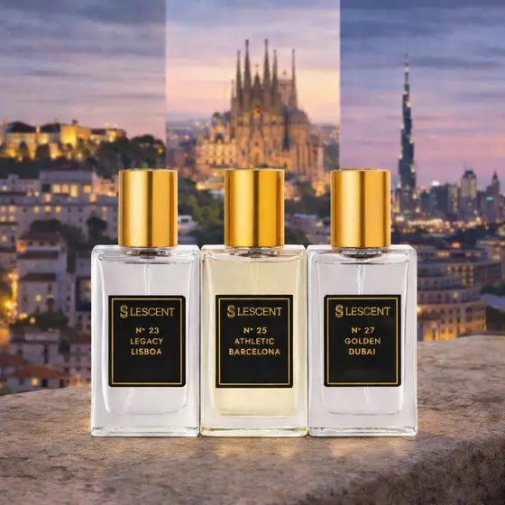 Kit LESCENT N23 Legacy Lisboa + N25 Athletic Barcelona + N27 Golden Dubai 25ml