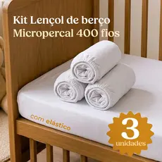 Kit 3 Lençol Avulso Berço Padrão Americano 400 Fios Micropercal Premium Toque Macio Antialérgico