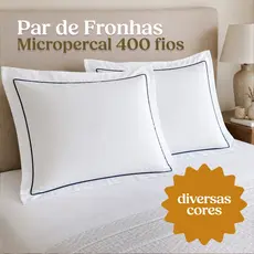 Par de Fronhas Micropercal 400 Fios Toque Acetinado Super Macias Antialérgicas com Aba nos 4 Lados